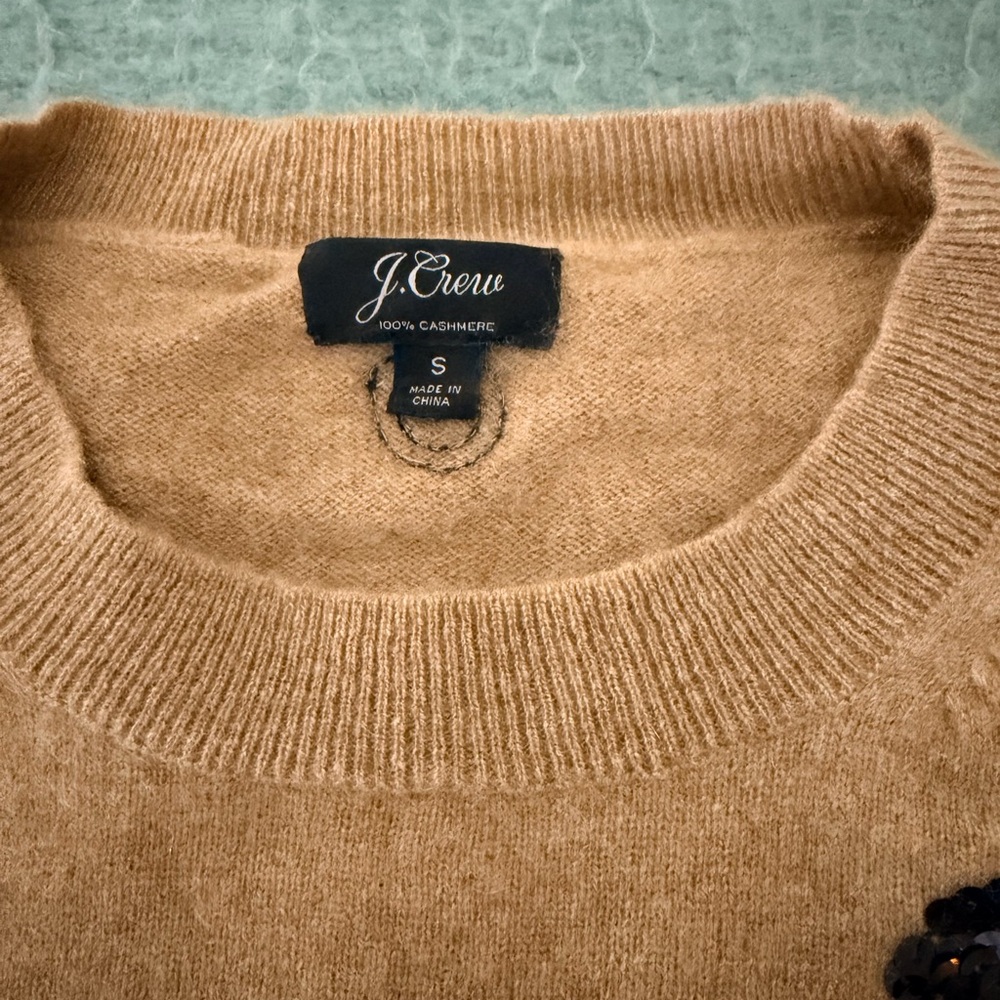 J. Crew Everyday Cashmere Crewneck Sweater with Sequin Polka Dots - Picture 4 of 5